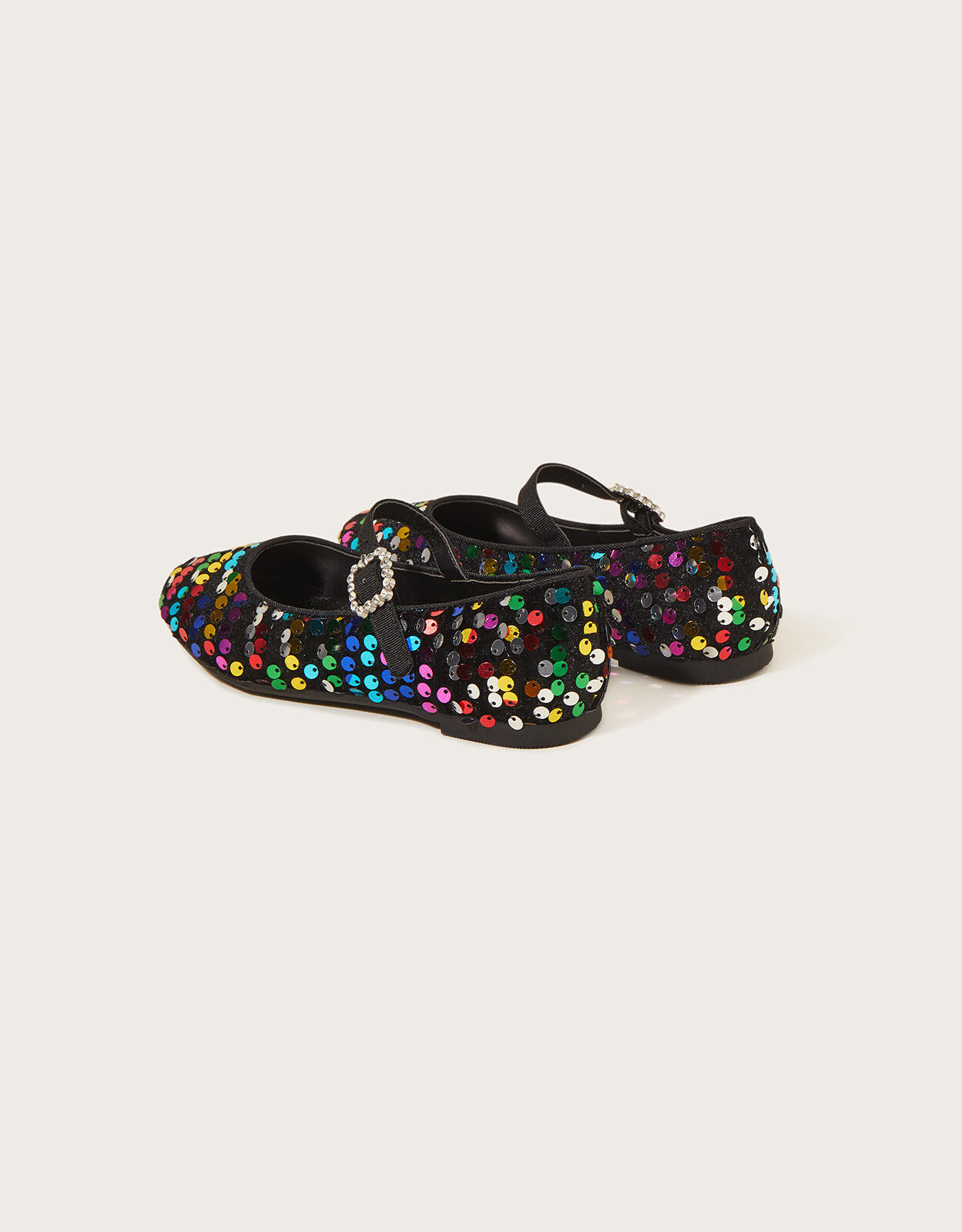 Girls black top sequin shoes
