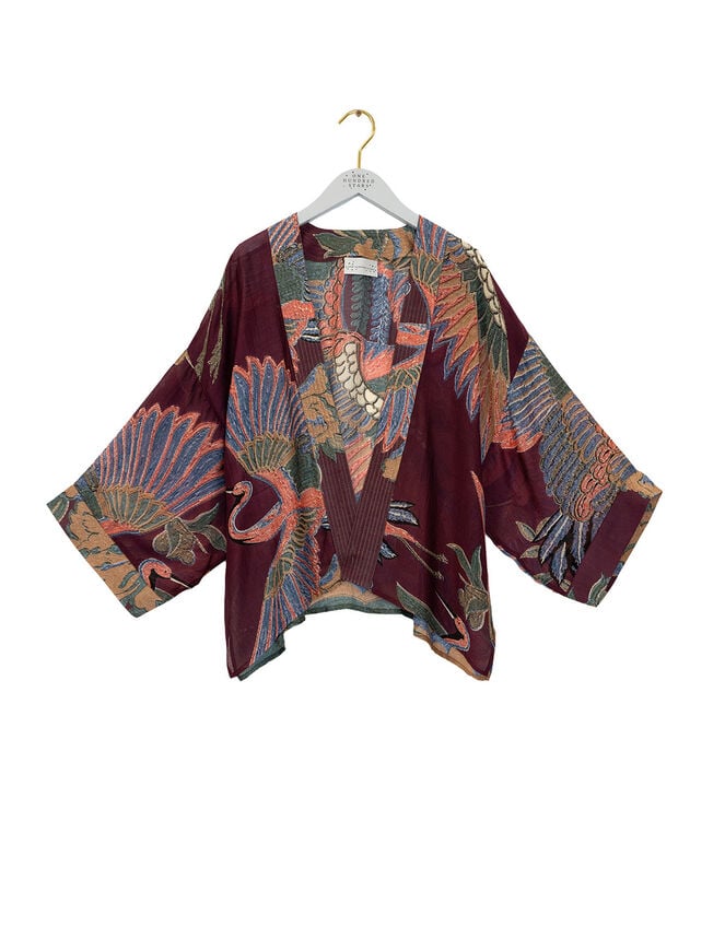 One Hundred Stars Crane Print Kimono Jacket, , large