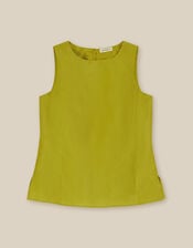 Tansy Sleeveless Taffeta Top, Green (LIME), large
