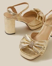 Iona Bow Platform Heels, Gold (GOLD), large