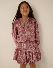 Monsoon x Queens of Archive Velvet Bow Sequin Jacket, Pink (PINK), large