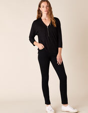 Zip Detail Jersey Shirt, Black (BLACK), large