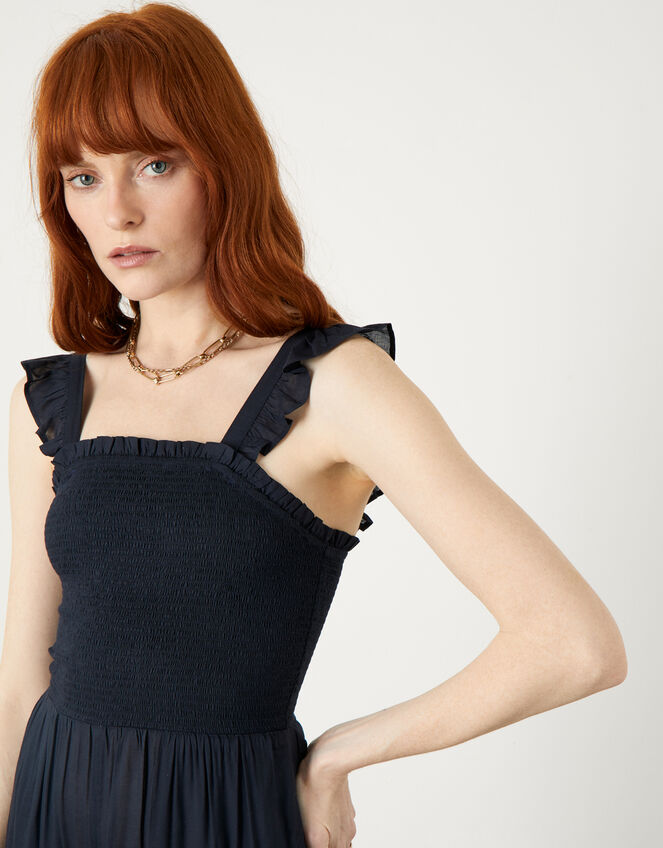 Ruby Ruffle Strap Jumpsuit in LENZING™ ECOVERO™, Blue (NAVY), large