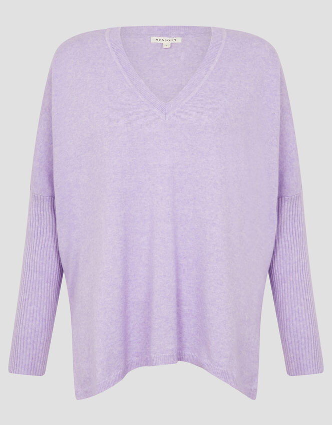 Vicki V-Neck Jumper, Purple (LILAC), large