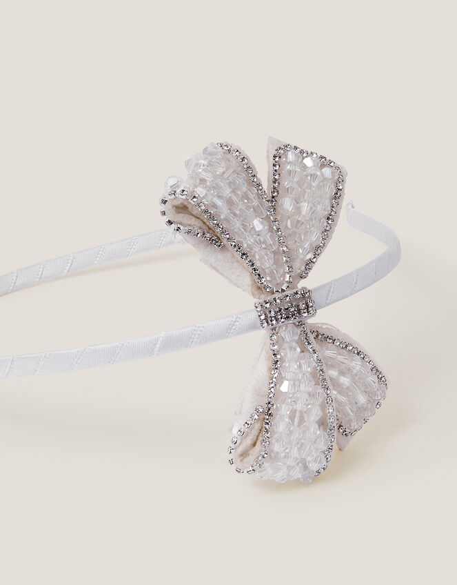 Beaded Bow Headband, Ivory (IVORY), large
