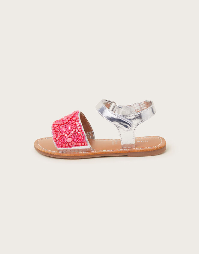 Vibrant Embellished Metallic Sandals, Pink (PINK), large