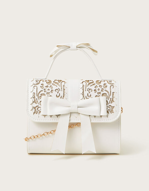 Glitter Cutwork Floral Bow Bag, , large