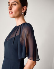 Mona Angel Sleeve Maxi Dress, Blue (NAVY), large