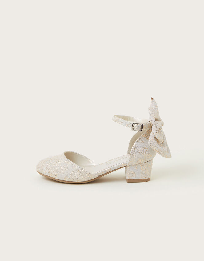 Bow Back Jacquard Two-Part Heels, Gold (GOLD), large