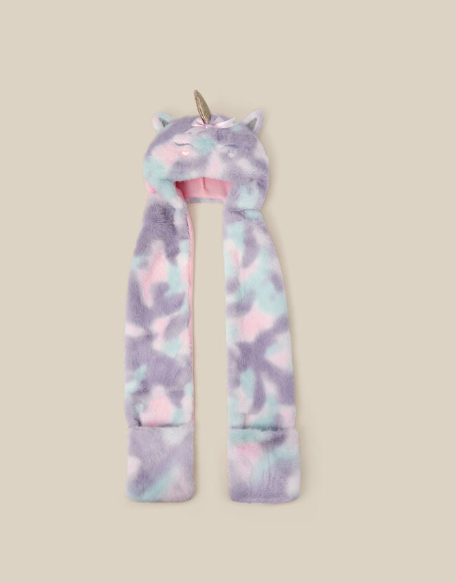 3-in-1 Fluffy Unicorn Hat Scarf, Pink (PINK), large