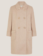 Double Breasted Collar Coat, Camel (OATMEAL), large