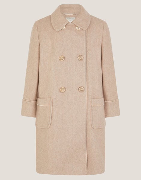 Double Breasted Collar Coat, Camel (OATMEAL), large