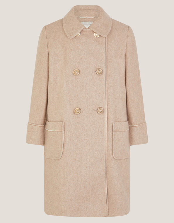 Double Breasted Collar Coat, Camel (OATMEAL), large