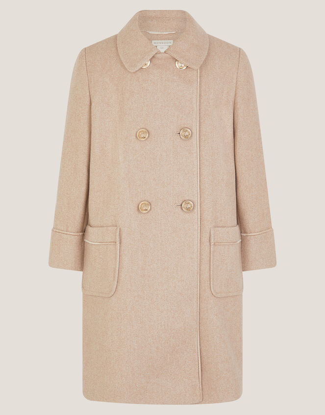 Double Breasted Collar Coat, Camel (OATMEAL), large