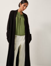 Sade Zip Longline Cardigan, Black (BLACK), large