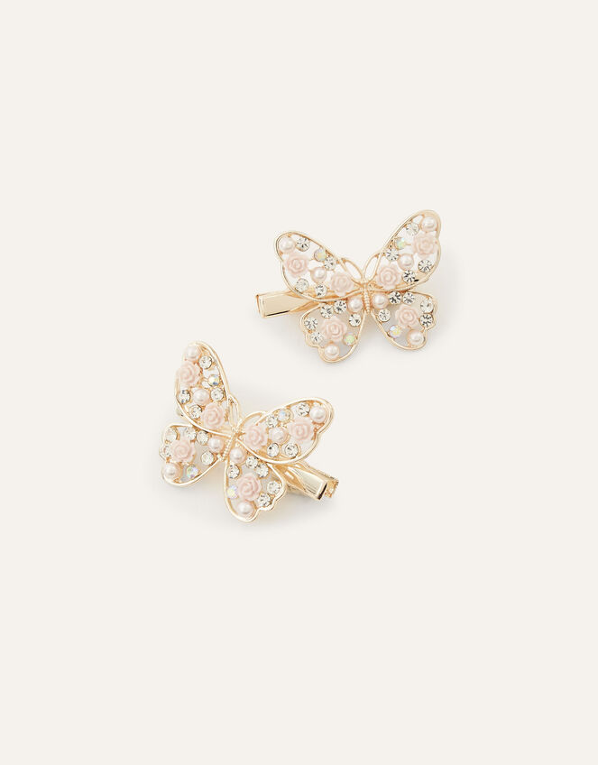 Pearl Rose Butterfly Hair Clip Twinset, , large