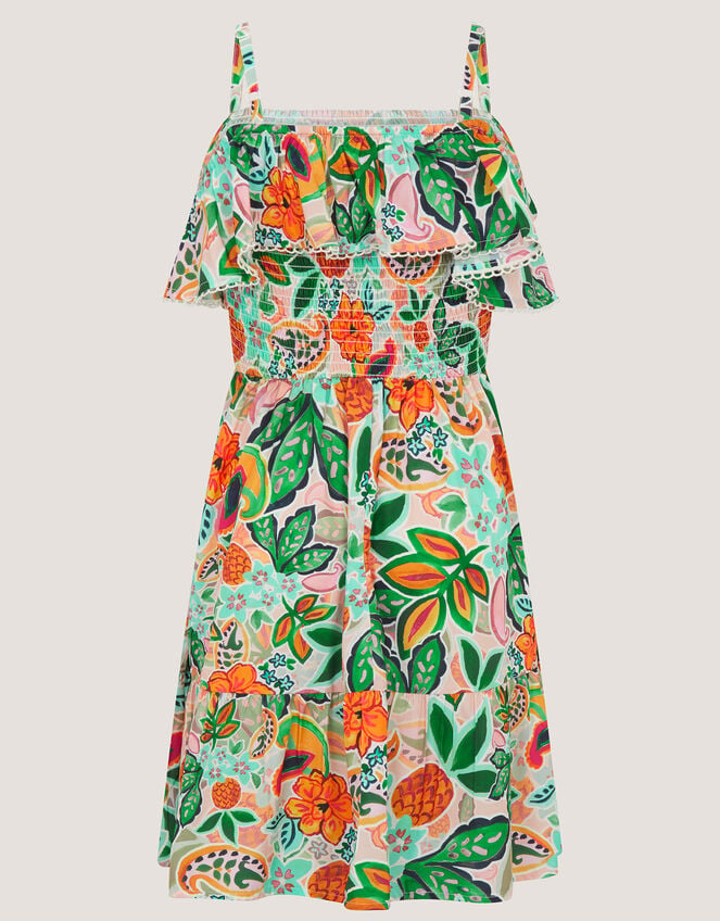 Tropical Floral Frilly Dress, Multi (MULTI), large