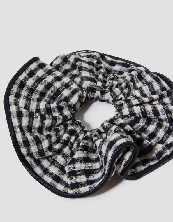 Oversized Gingham Hair Scrunchie, , large