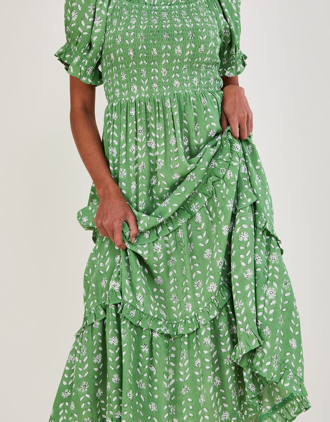 Murtle Woodblock Dress in Sustainable Viscose, Green (GREEN), large