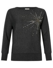 Starburst Heat-Seal Gem Knit Jumper, Grey (CHARCOAL), large