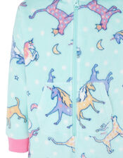 Unicorn Sleepsuit with Recycled Fabric, Blue (AQUA), large