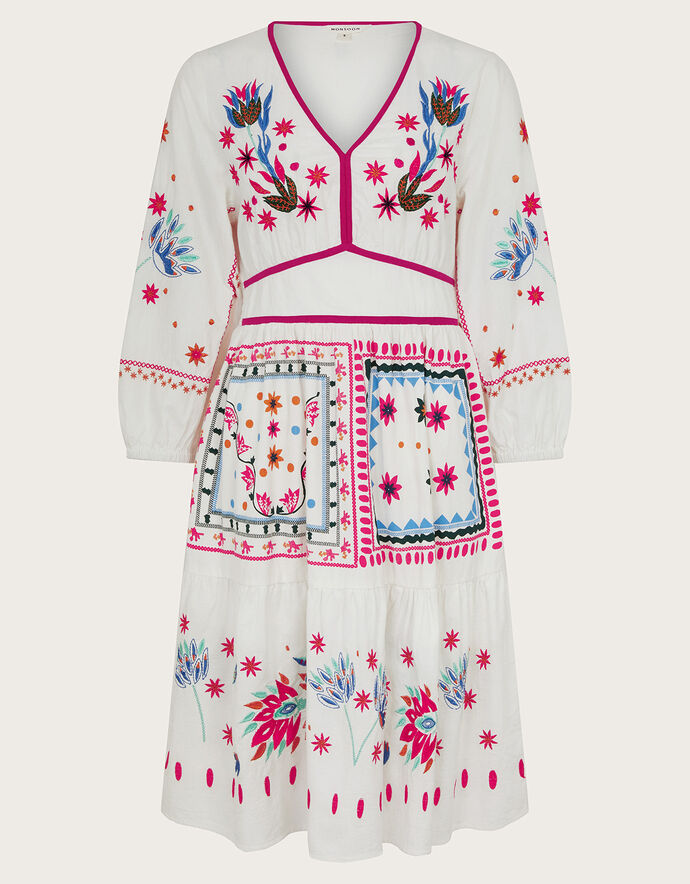 The Embroidered Zoya Dress (Off-White) (Sale)