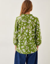 Rosie Abstract Print Jersey Blouse, Green (GREEN), large