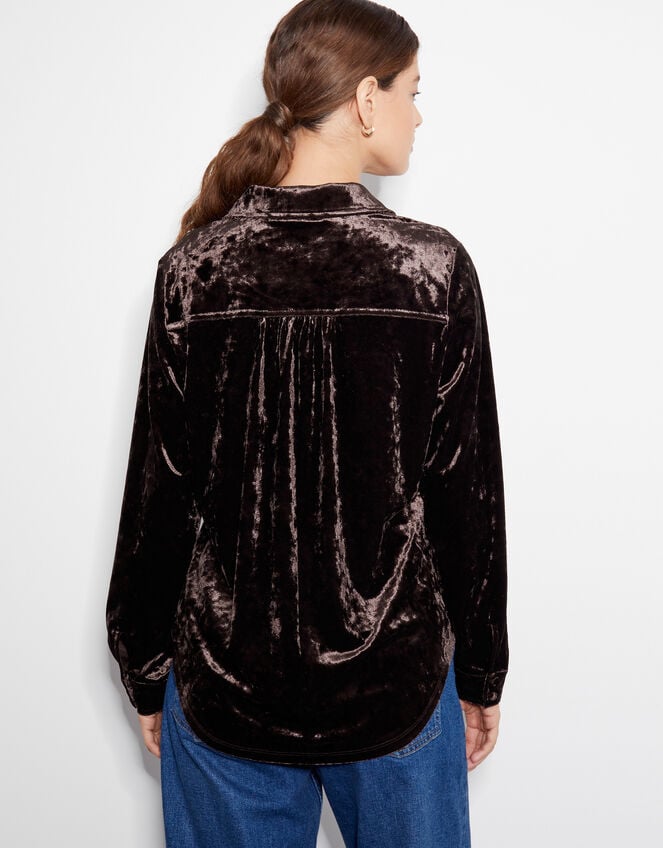 Vida Velvet Shirt, Brown (CHOCOLATE), large