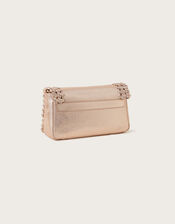 Metallic Leather Woven Cross-Body Bag, , large