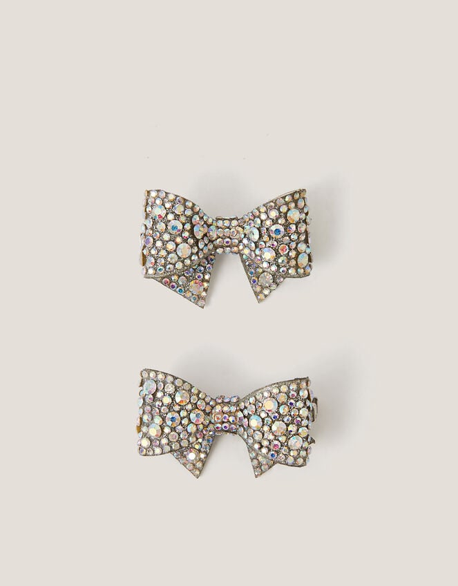 2-Pack Rhinestone Bow Hair Clips, , large