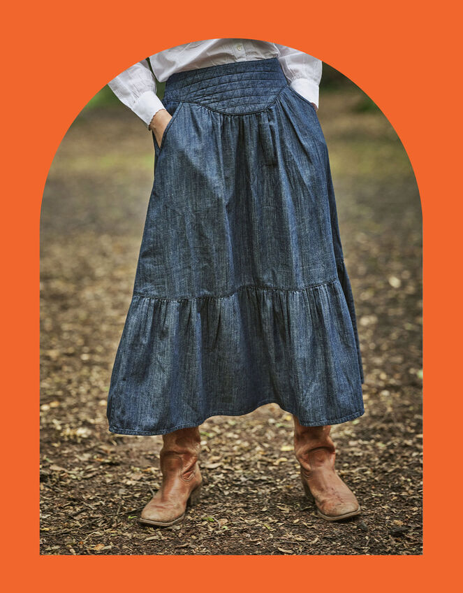 Dilli Grey Dakota Denim Skirt, Blue (NAVY), large