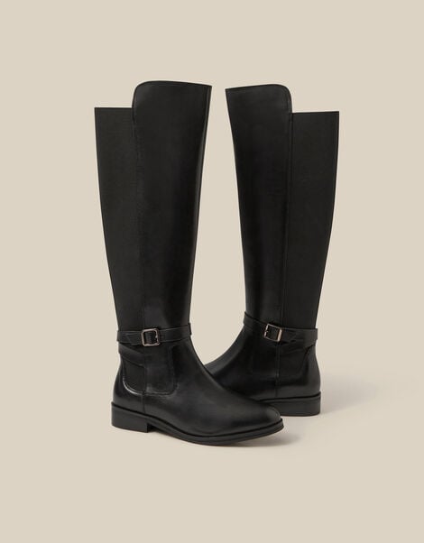 Milly Leather Knee High Boots , Black (BLACK), large