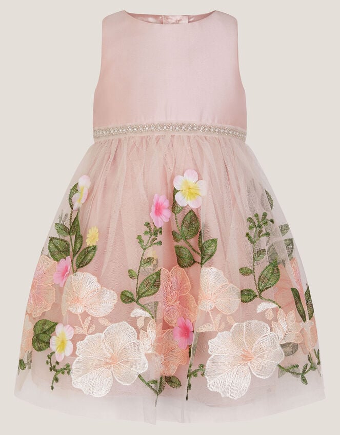 Baby Olene Floral Embroidered Tulle Dress, Pink (PALE PINK), large