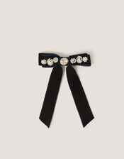 Embellished Bow Hair Clip, Blue (NAVY), large