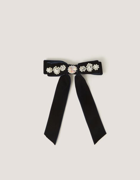 Embellished Bow Hair Clip, Blue (NAVY), large