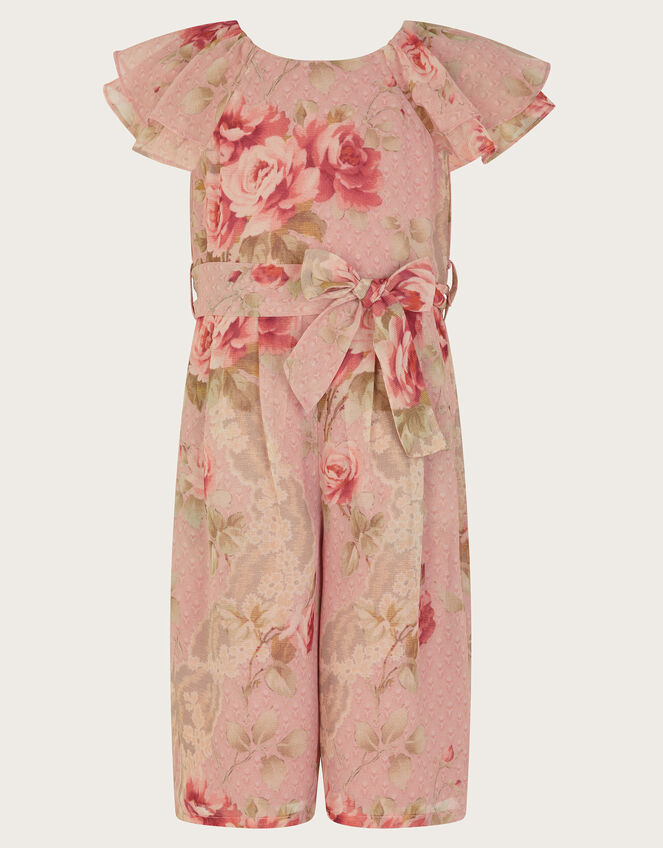 Baby Tia Floral Ruffle Jumpsuit, Pink (DUSKY PINK), large