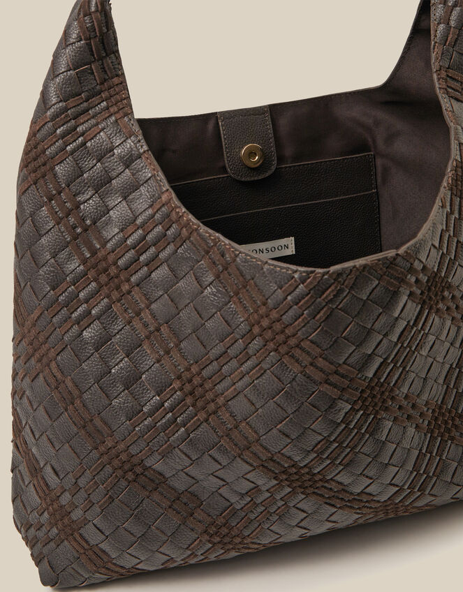 Adele Woven Leather Shoulder Bag, , large