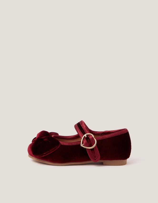 Toddler Velvet Bow Ballet Flats, Red (BURGUNDY), large
