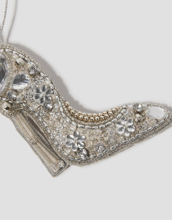 Embellished Shoe Christmas Tree Decoration, Silver (SILVER), large