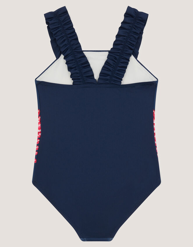 Sequin Flamingo Frill Swimsuit , Blue (NAVY), large