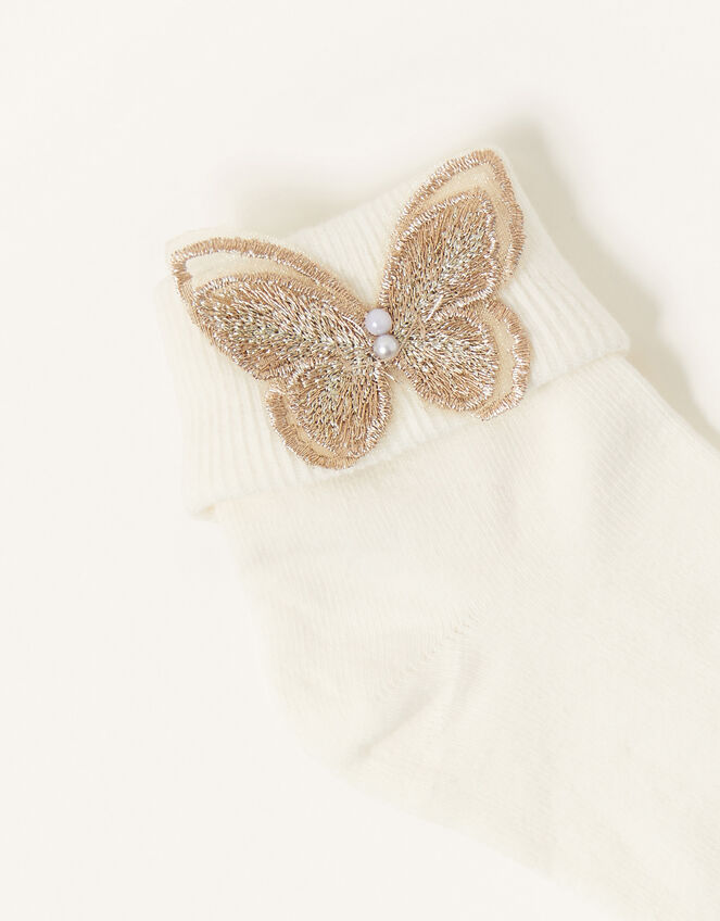 3D Butterfly Socks, Ivory (IVORY), large