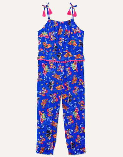 Floral Butterfly Strappy Jumpsuit Blue, Blue (BLUE), large