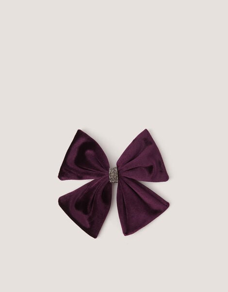 Velvet Bow Hair Clip, Purple (PURPLE), large