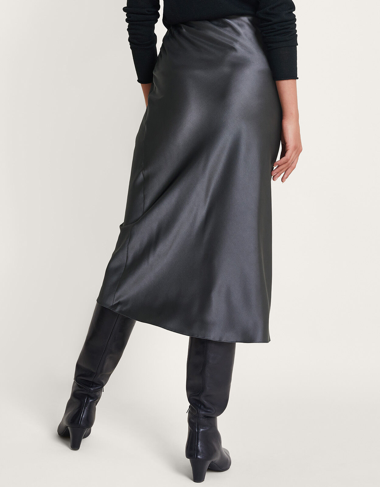 Mid length sales satin skirts grey
