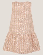 Tweed Bow Sleeveless Pinafore Dress, Pink (PINK), large