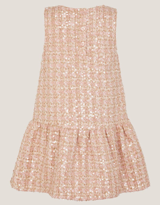 Tweed Bow Sleeveless Pinafore Dress, Pink (PINK), large