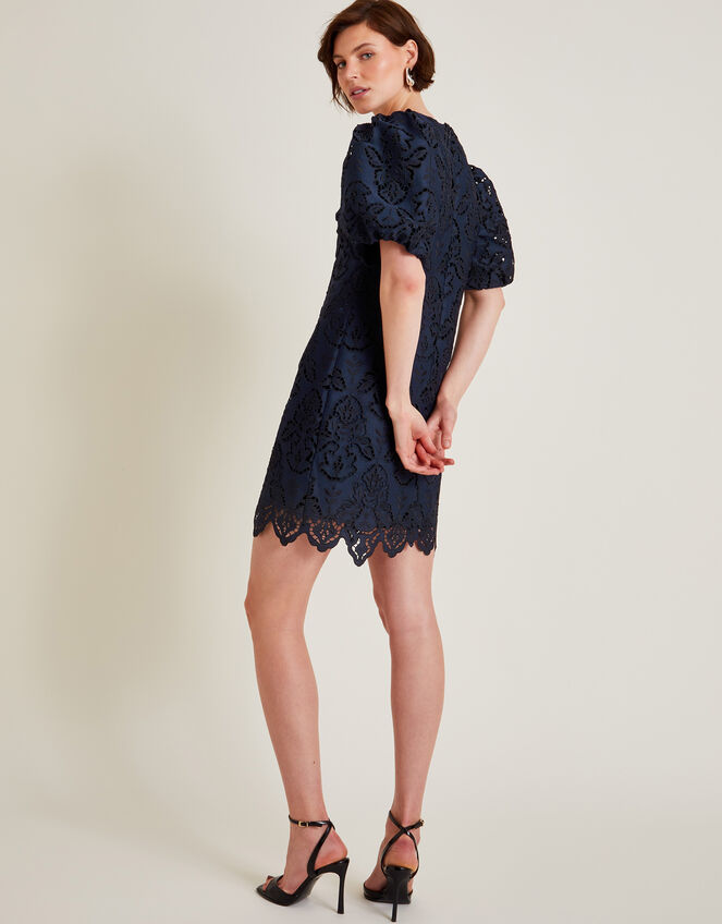 Lila Lace Tunic Mini Dress, Blue (NAVY), large