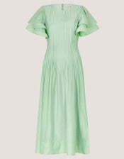 Pelia Flutter Sleeve Pleated Midi Dress, Green (MINT), large