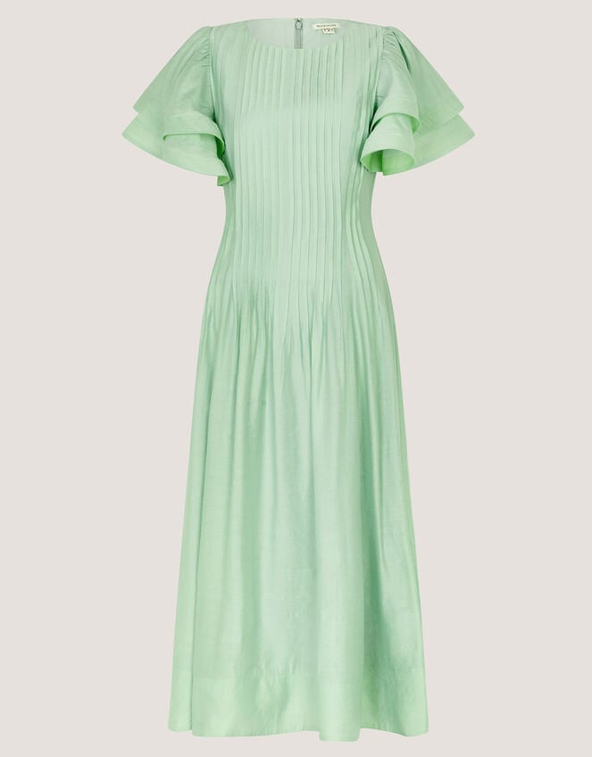 Pelia Flutter Sleeve Pleated Midi Dress, Green (MINT), large
