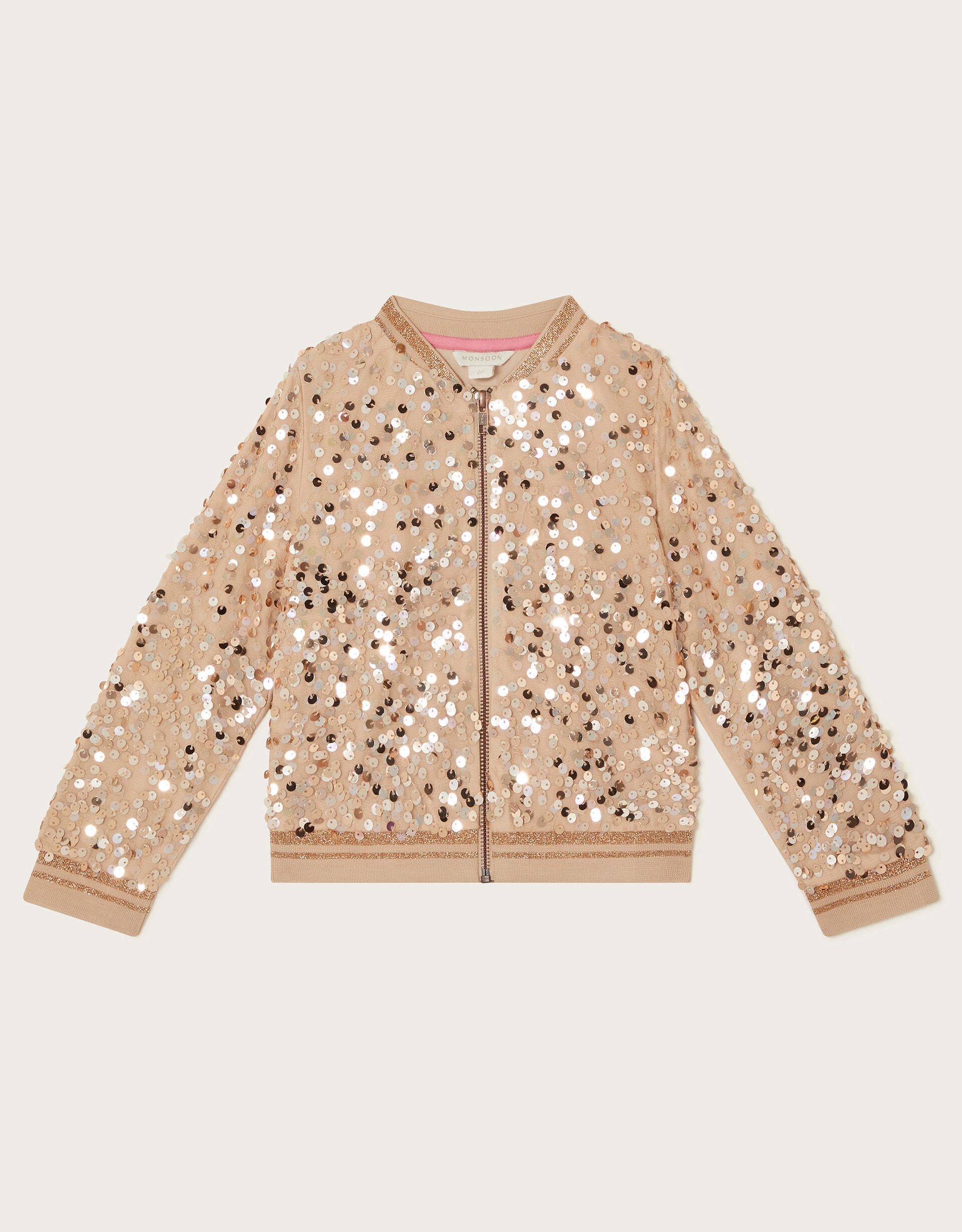 Sequin Bomber Jacket Gold